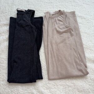 Black and Beige Sleeveless Tops